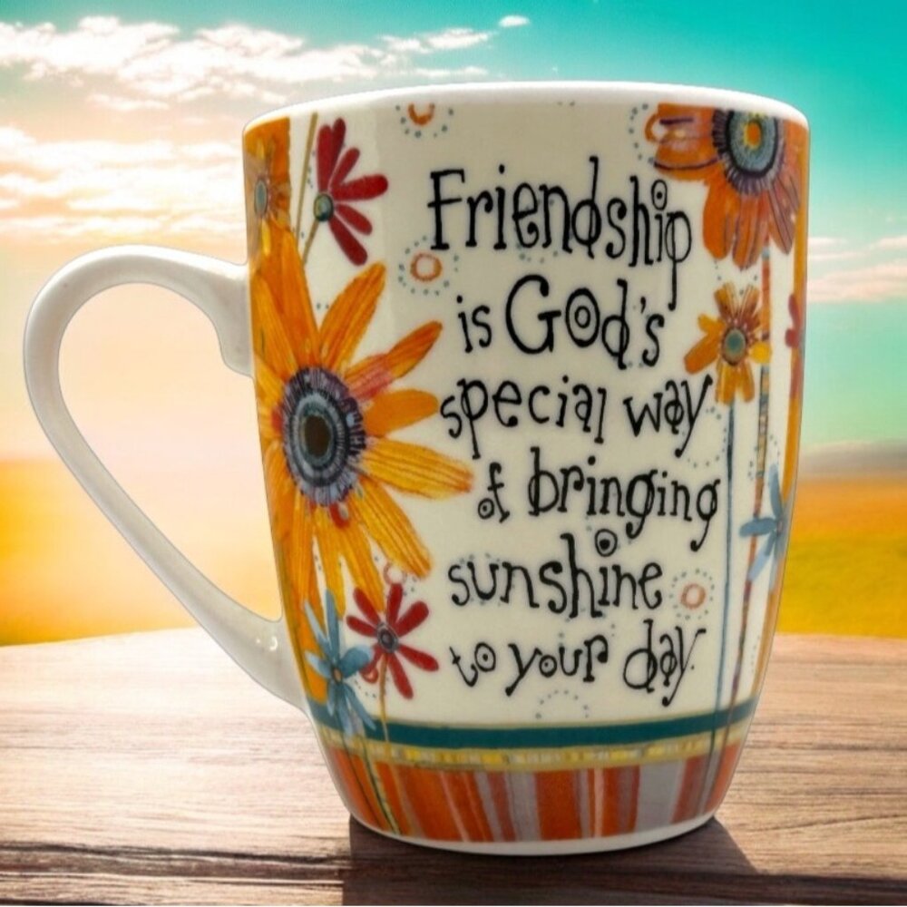Inspirations Friendship Mug with Floral Design & Bible Verse Proverbs 17:17 Chri